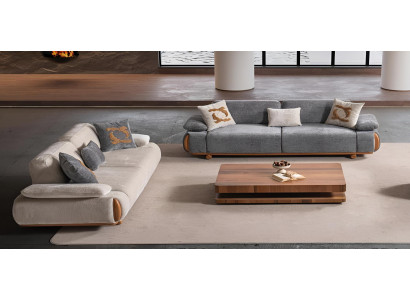 Exklusive Polstergarnitur Designer Textilsofas Moderne 2x 3-Sitzer