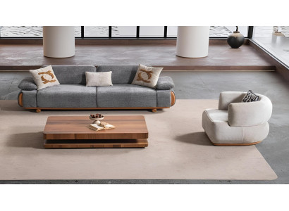 Luxuriöses 3-Sitzer Sofa Set mit weichem Stoff und elegantem Design