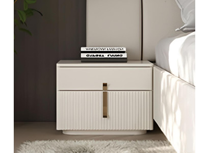 Eleganter Nachttisch mit geripptem Design und goldenem Griff Hochwertig Möbel