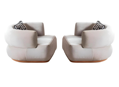 Exklusives 2x Sessel Set in Weiß und Beige für modernes Wohnen