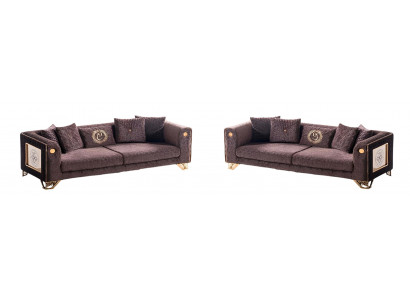 Moderne Braune Couchgarnitur Stilvolle 2x 3-Sitzer Sofas Möbel 2tlg