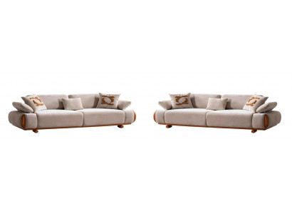 Beige Sofagarnitur Designer 3-Sitzer Sofas Edle 2x Creme Couchen