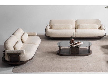 Exklusive Beige Sofagarnitur Stilvoller Viersitzer Designer 3-Sitzer