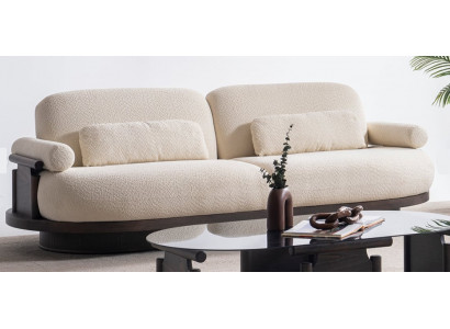 Moderner Braun-Beiger Dreisitzer Luxuriöses Polstersofa Edle Couch