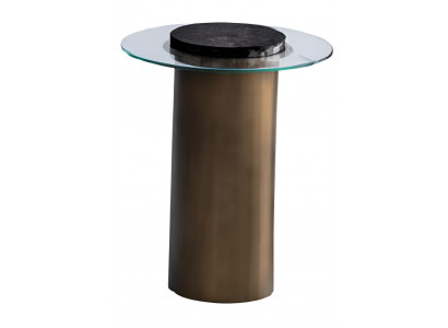 Stilvoller Beistelltisch mit Marmorplatte und modernem Glasdesign