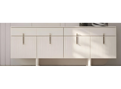 Modernes Beige Sideboard mit eleganten Griffen und strukturierten Türen