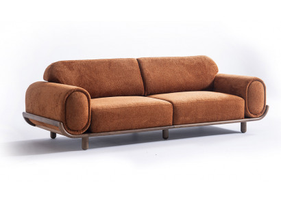 Moderner Oranger Dreisitzer Luxuriöses Designsofa Polstercouchen