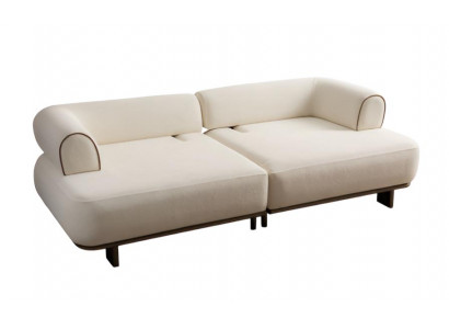 Moderner Beiger 3-Sitzer Stoffsofa Edle Wohnzimmer Polstercouch