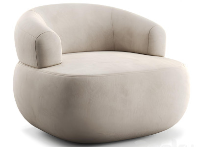 Beiger Stoffsessel Designer Polstersessel Wohnzimmer Textilsessel