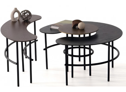 Set aus Couchtisch und Beistelltischen mit modernem Metalldesign