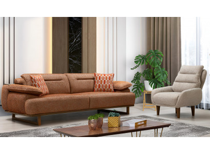 Luxuriöse Wohnzimmer Garnitur Designer 3-Sitzer Polstersessel 2tlg