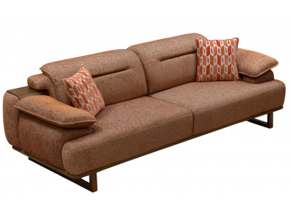 Braune Polstercouch Wohnzimmer Designer 3-Sitzer Sofa Stoffcouchen