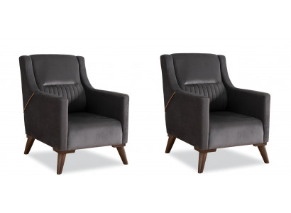 Designer Sessel-Set Exklusive Schwarze Polstersessel Edle Sitzmöbel