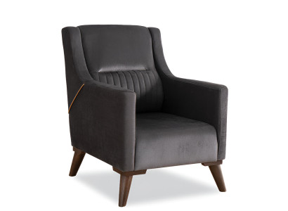 Eleganter Schwarzer Stoffsessel Designer Holzfüße Relaxsessel Möbel