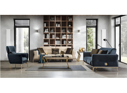 Luxuriöse Wohnzimmer Polstergarnitur Designer Stoffsofas Sessel