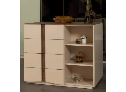 Beige Schlafzimmer Staukommode Designer 6-Schubladen Holzkommode