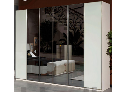 Weißer Schlafzimmerschrank Designer Spiegeltüren 6-türiger Schrank