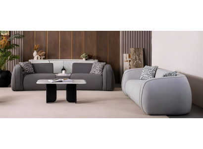 Graues Sofa-Set Designer Stoffcouch Moderne Wohnzimmer Polstermöbel