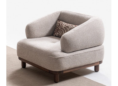 Stilvoller Textilsessel Beiger Wohnzimmer Einsitzer Luxus Sessel
