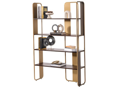 Designer-Bücherregal im modernen Stil mit goldfarbenem Metallrahmen