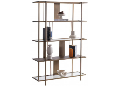 Luxuriöses Bücherregal mit Holz und Metall in modernem Stil