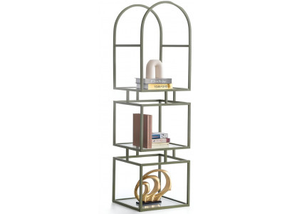 Bücherregal im modernen Design mit offenen Fächern und Metallrahmen