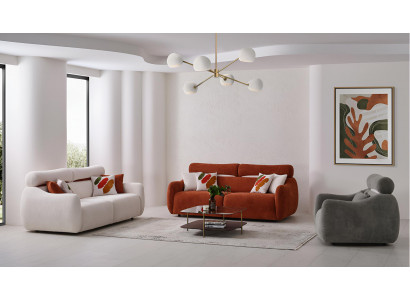 Moderne Sofas im minimalistischen Design mit farbenfrohen Kissen stilvolle Möbel