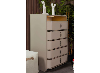 Elegante Beige Wohnzimmer Kommode Designer Anrichte Edle Holzmöbel
