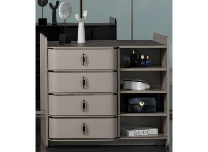 Stilvolle Beige Kommode Designer Schubladenkommode Edle Holzmöbel