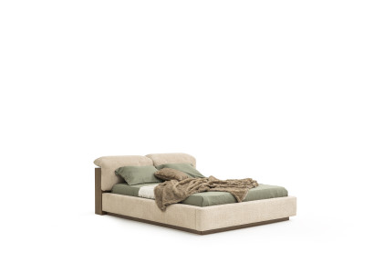 Bequemes beige Bett für erholsamen Schlaf und stilvolles Schlafzimmer