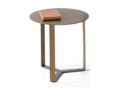 Moderner runder Beistelltisch mit Metallrahmen in bronze-gold
