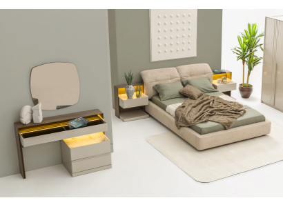 Elegantes 5-tlg. Schlafzimmer-Set mit Bett Spiegel & Schminktisch