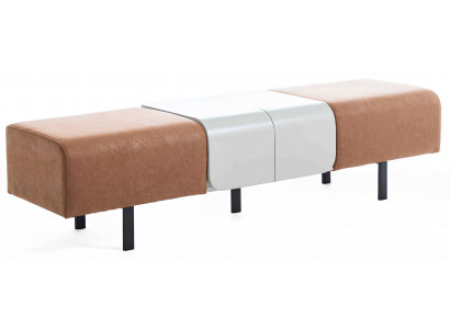 Elegante Braune Sitzbank Leder Beistellbank Wohnzimmer Sitzmöbel