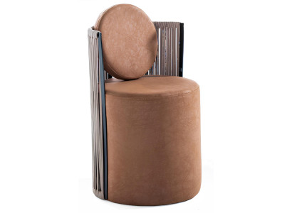 Exklusiver Beiger Sitzhocker Designer Lederhocker Beistellhocker