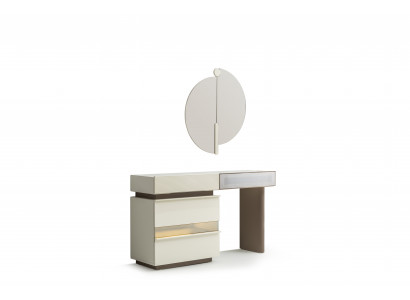 Stilvolles 2-tlg. Schminktisch-Set in Beige mit passendem Spiegel
