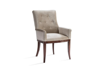 Eleganter Sessel mit Armlehnen und klassischer Knopfheftung in Beige