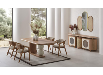 Eleganter Esszimmertisch mit modernen Stühlen aus Holz Hochwertig Möbel
