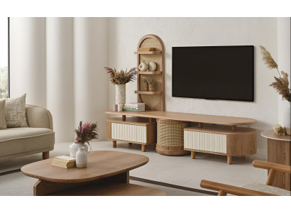 Modernes TV-Lowboard mit Regalen und stilvollen Akzenten braun luxuriöse Möbel
