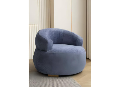 Blauer Rundsessel Designer Wohnzimmer Einsitzer Edle Polstermöbel