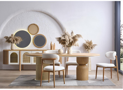 Moderner braun ovaler Esstisch aus Holz Hochwertig Möbel luxuriöse Hochwertig