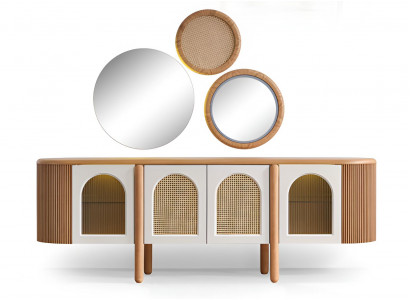 Moderner Buffetschrank mit Spiegeln und eleganten Details luxuriöse Möbel