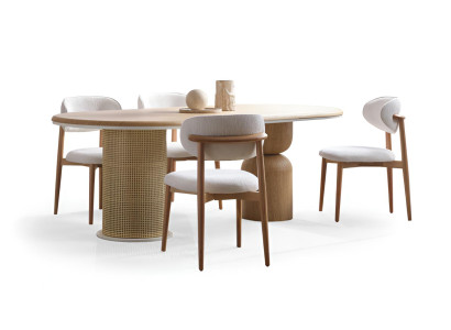 Eleganter Stuhl mit Holzgestell und Polsterung  Weiß luxuriöse Hochwertig Möbel