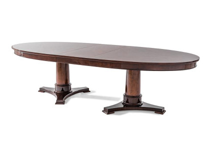 Eleganter ovaler Esstisch mit ausziehbaren Tischplatten und Säulen