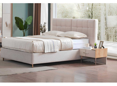 Set mit Bett und zwei Nachttischen für Schlafzimmer im modernen Design
