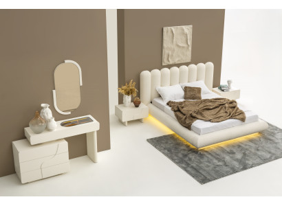 Elegantes 5-tlg. Schlafzimmer-Set – Bett, 2 Nachttische & Spiegel