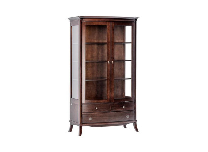 Klassische Vitrine aus Holz mit Glastüren und praktischen Schubladen