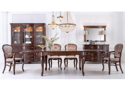 Elegantes Esszimmer-Set aus Tisch 4 Stühlen Vitrine und Sideboard