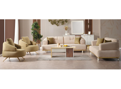 Luxuriöse Wohnzimmer Sofagarnitur Designer Sessel 3-Sitzer Sofas