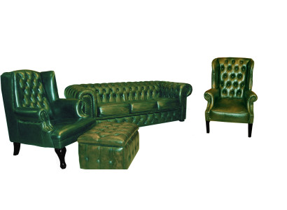 Chesterfield Sofagarnitur Sofa Couch Polster Sitz Set 2x Ohrensessel 3 Sitzer
