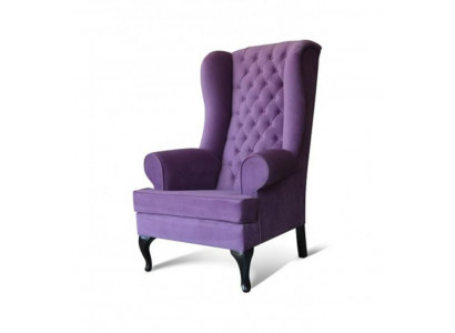 Leder Chesterfield-Sessel in Braun mit Kristallsteinen und Holzdetails